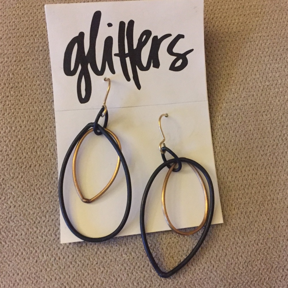 Black & Gold Steel Drop Earrings